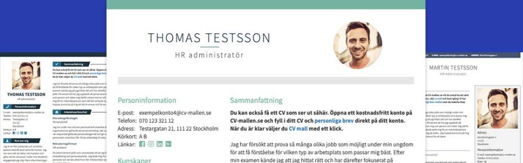 Exempel på professionella CV-mallar från CV-mallen.se