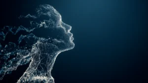 En abstrakt visualisering av hur AI analyserar data i en rekryteringsprocess.