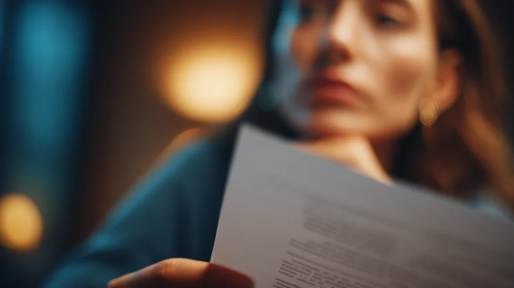 En person som noggrant granskar ett anställningsavtal i en lugn miljö.