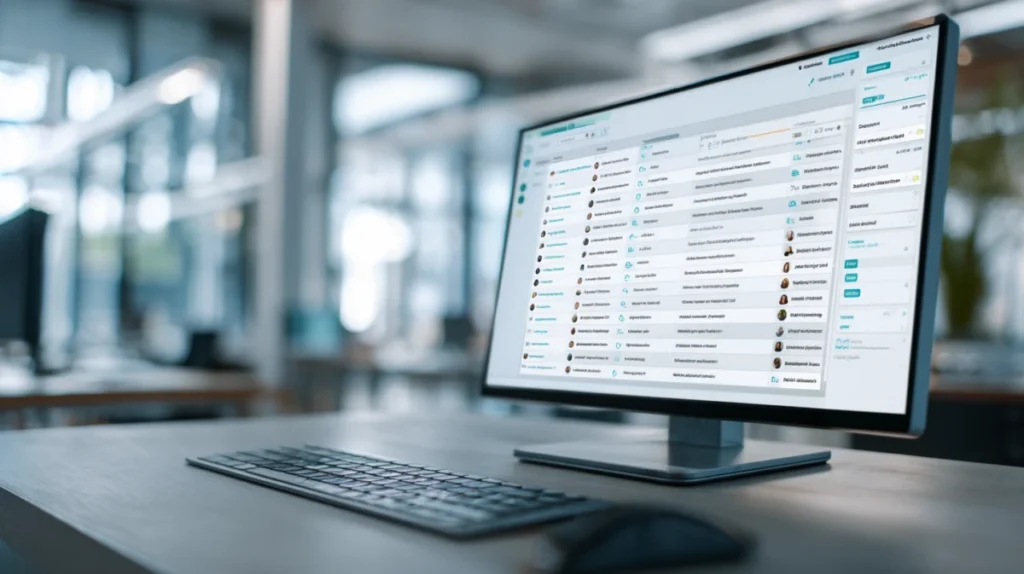 Datorskärm som visar ett rekryteringssystem med lista av ansökningar som filtreras automatiskt