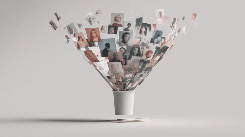 En schematisk bild som visar en objektiv och strukturerad rekryteringsprocess.